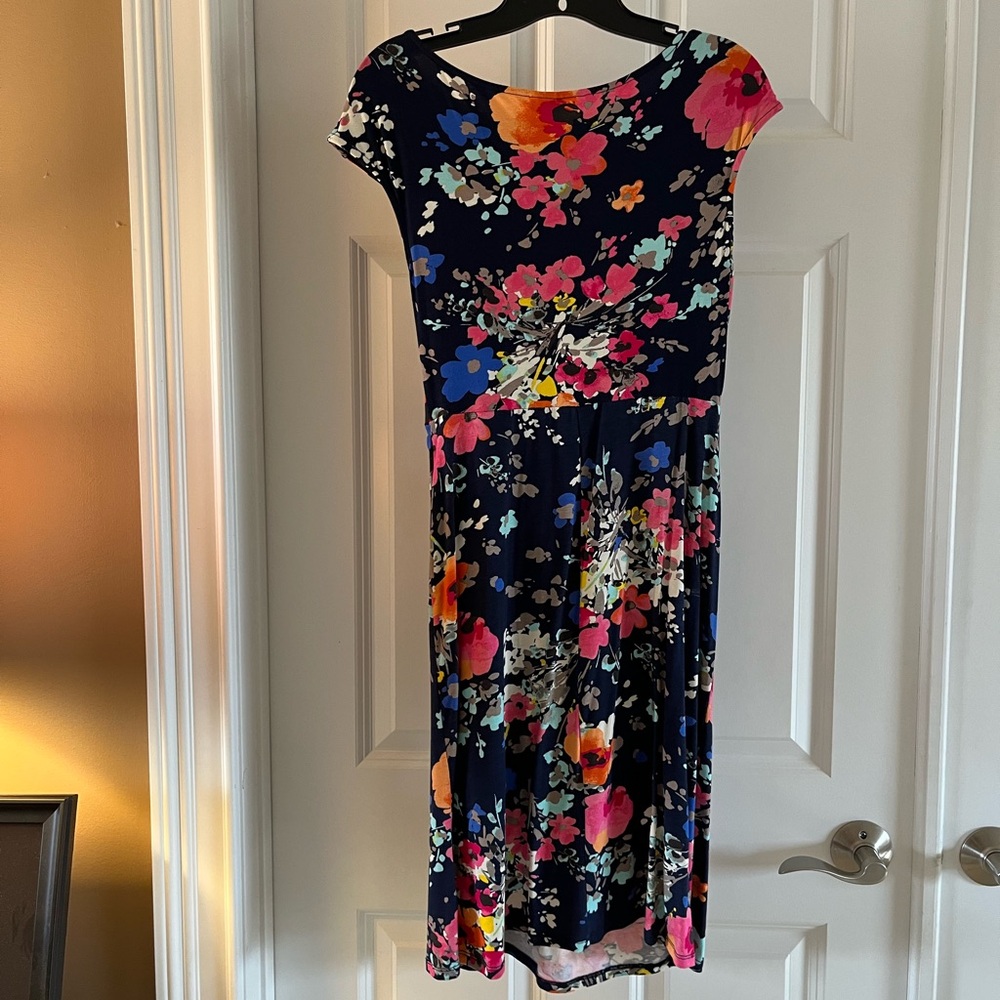 Merona Pink and Red Pleated Midi Sundress for Wedding Guest